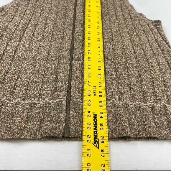 Woolrich Women’s Grey Tan Heathered Knit Full Zip Wool Blend Sweater Vest Sz XL - Picture 11 of 12